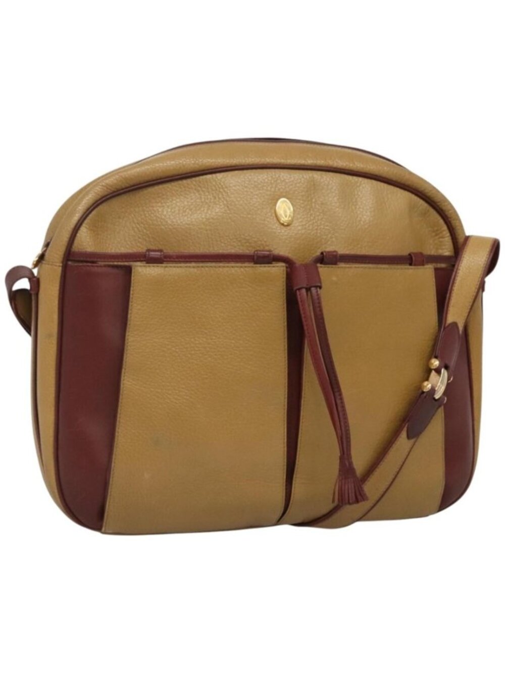 CARTIER Must Line Shoulder Bag Leather Beige Wine Red